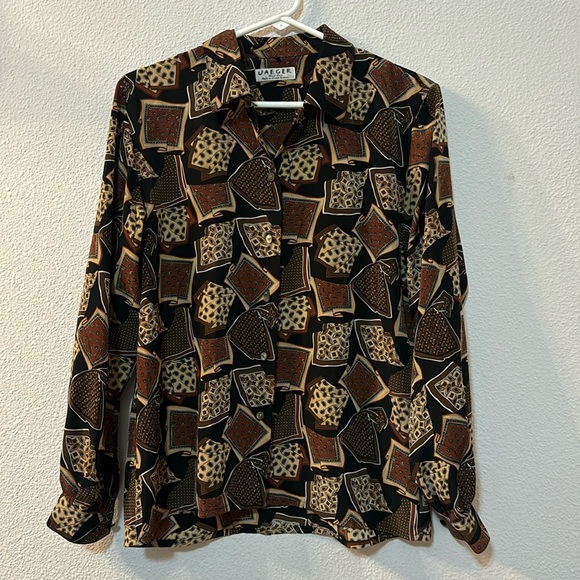 VTG Jaeger faux silk button down - Picture 1 of 5